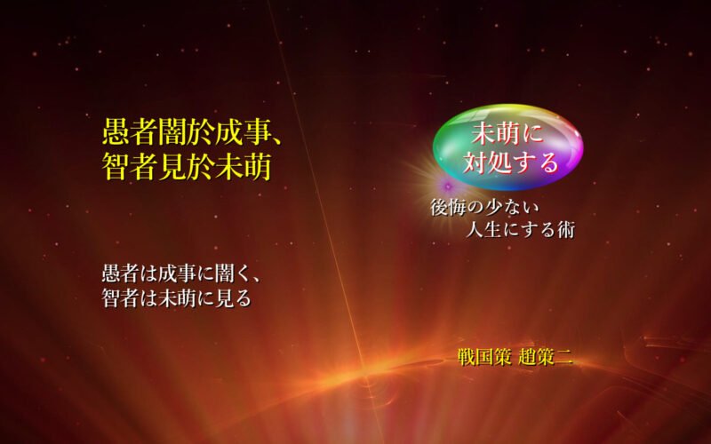 愚者は成事に闇く、智者は未萌に見る